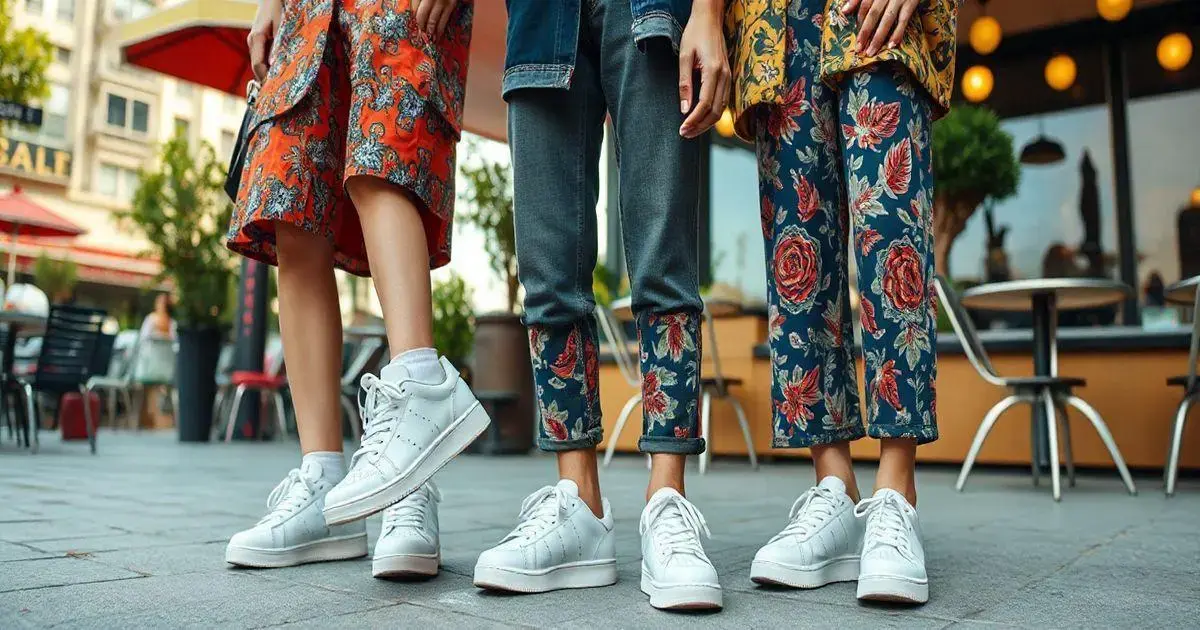 Looks casuais com tênis branco e estampas