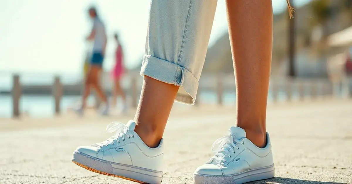 Looks de verão com tênis branco feminino: frescor e leveza.