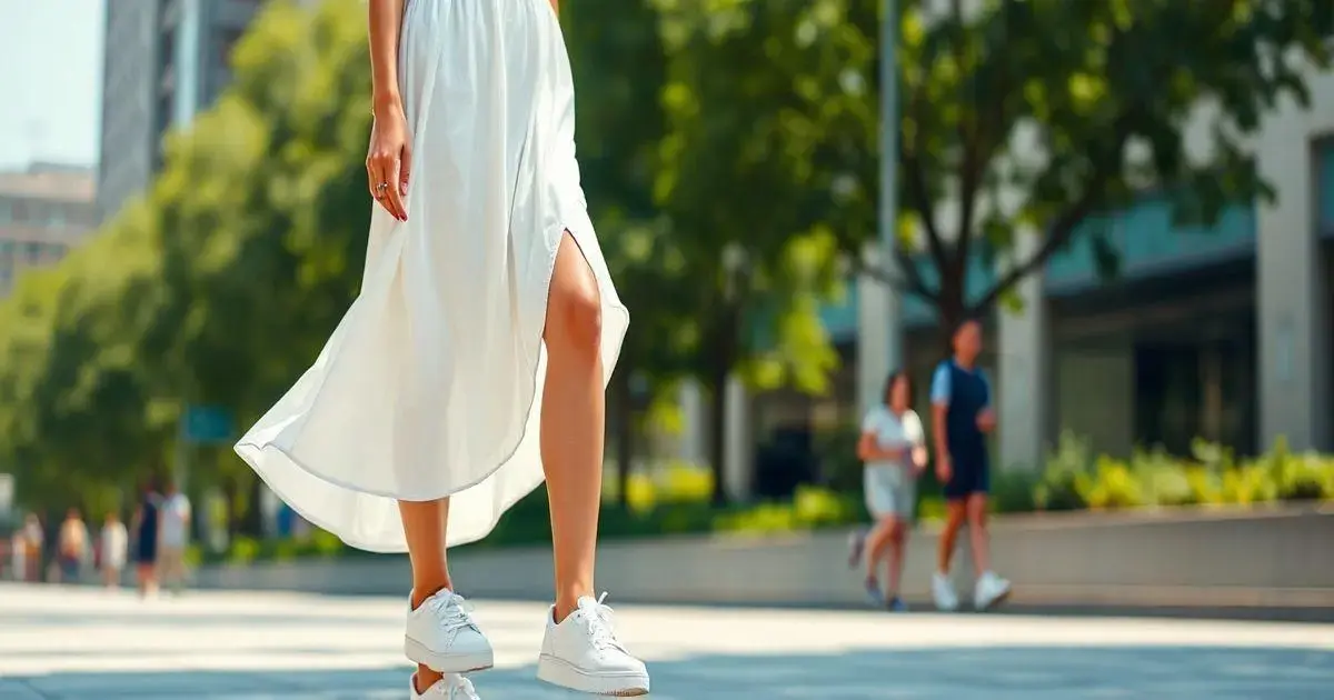 Tênis branco com vestido: dicas para acertar no estilo.