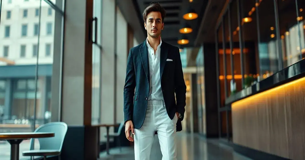 Tênis branco masculino com blazer: estilo sofisticado